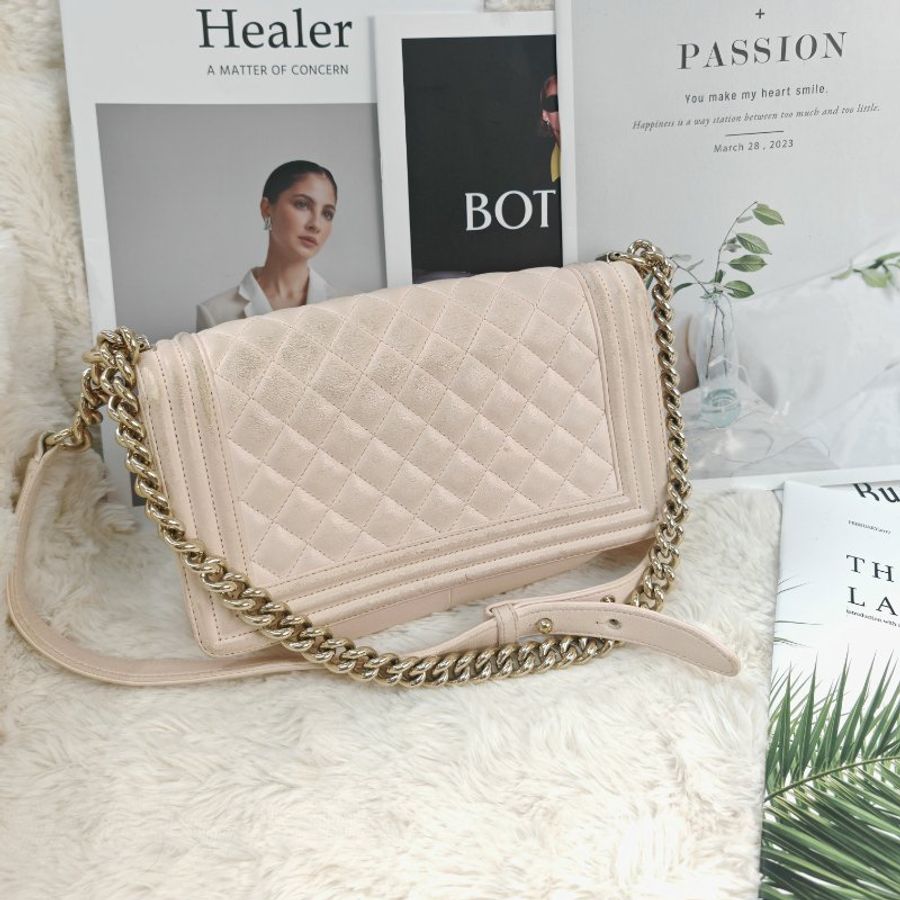Chanel Leboy 裸粉色金扣 鏈條包 20開-2