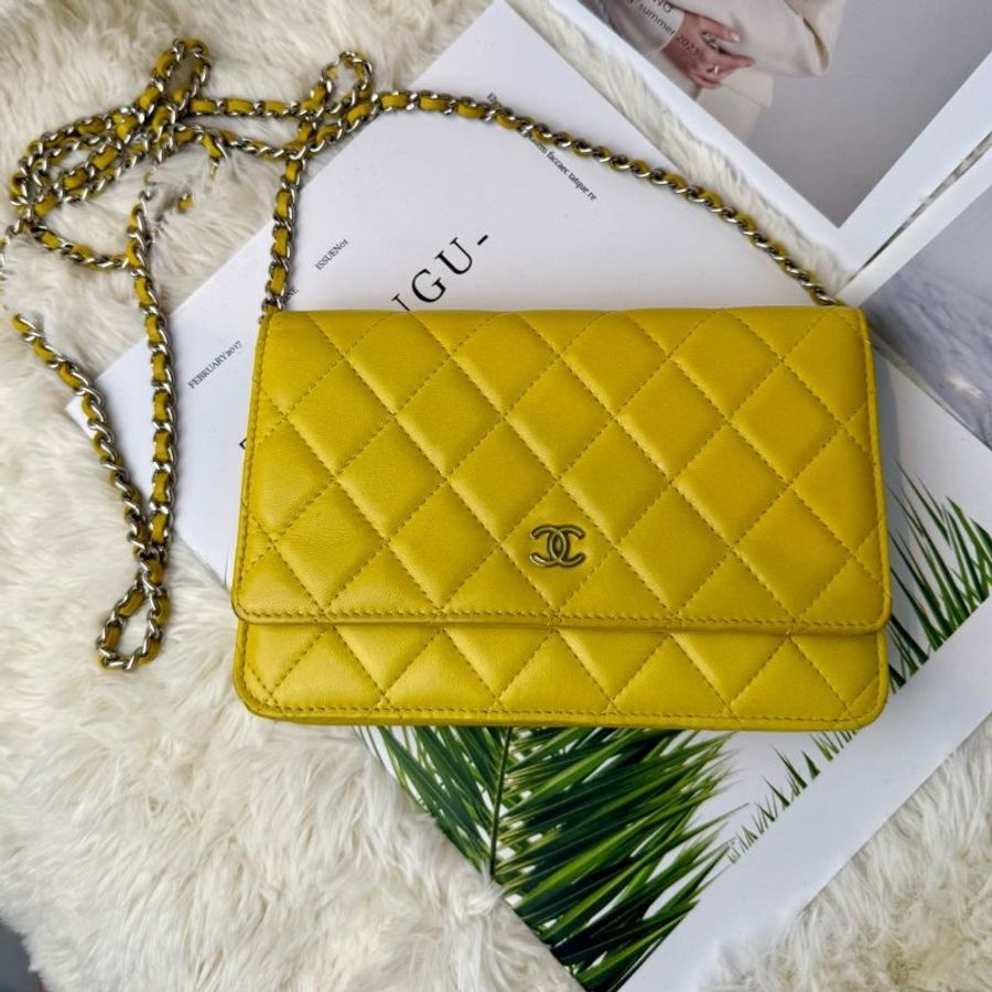Chanel WOC 檸檬黃銀扣 鏈條包-0