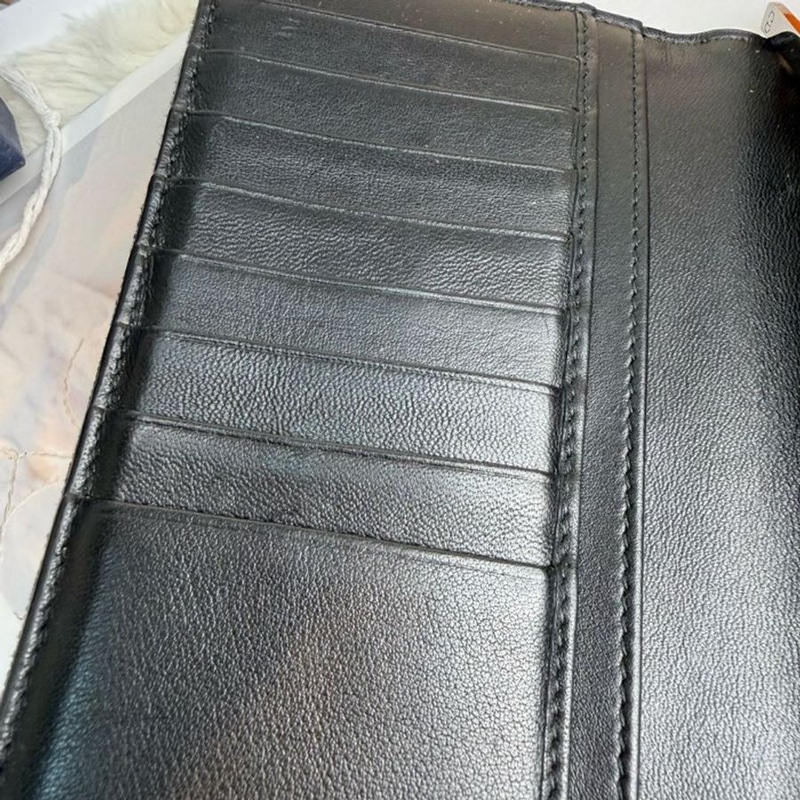 Dior 長款竪版錢包 牛皮拼帆布-3