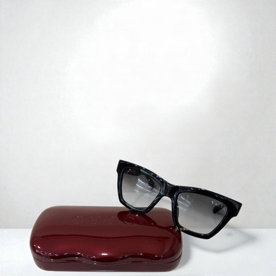 JS1195-Gucci GG1714S雙G金色LOGO黑色墨鏡-0
