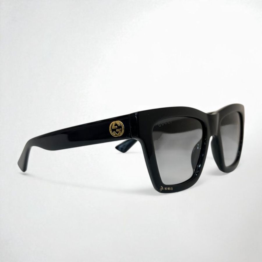 JS1195-Gucci GG1714S雙G金色LOGO黑色墨鏡-2