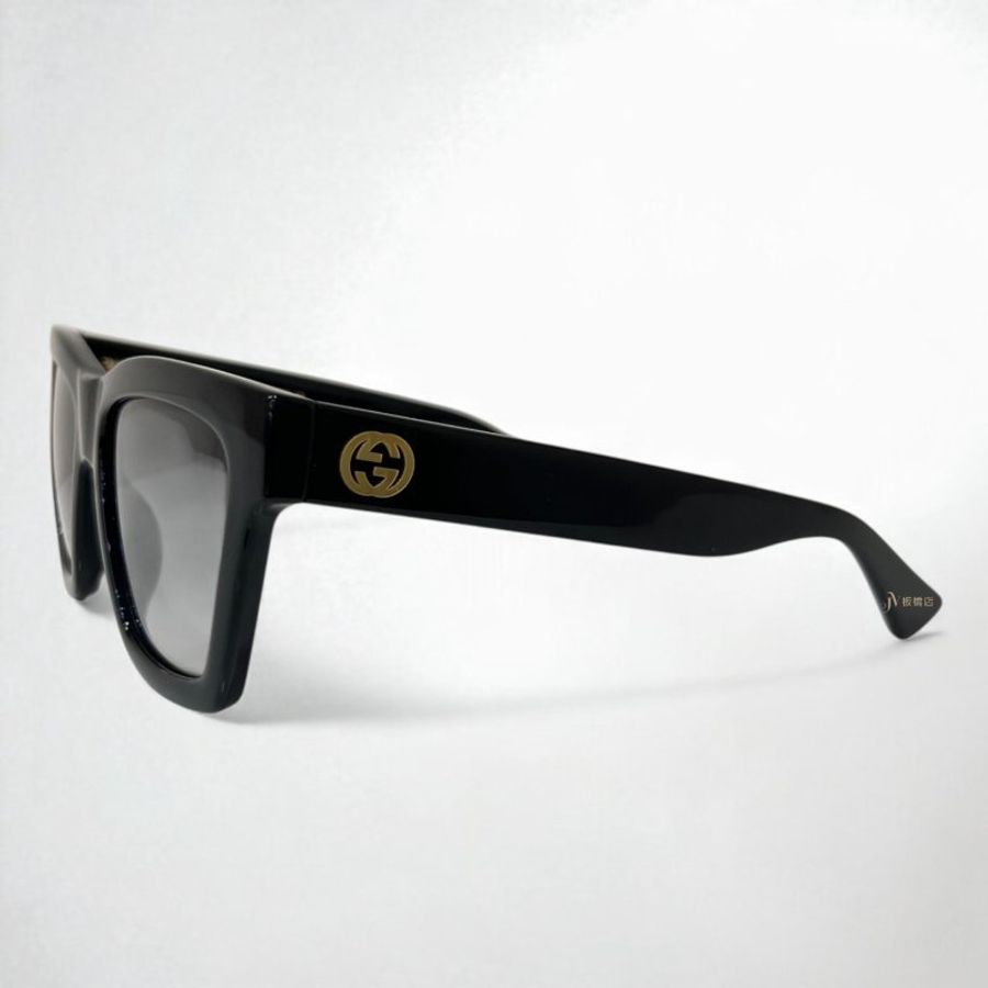 JS1195-Gucci GG1714S雙G金色LOGO黑色墨鏡-3