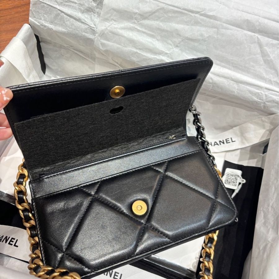 Chanel 19bagwoc黑金小號芯片款 全新閒置配件塵袋盒子-2
