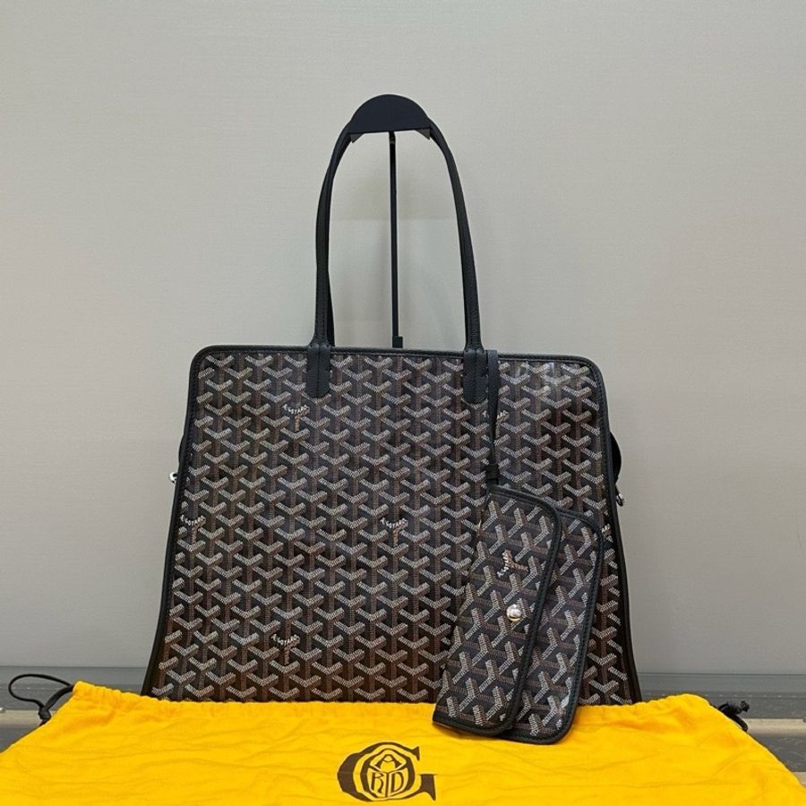 GOYARD hardy黑色Y字滿印子母手提單肩購物袋99新40*30*17配件塵袋-1