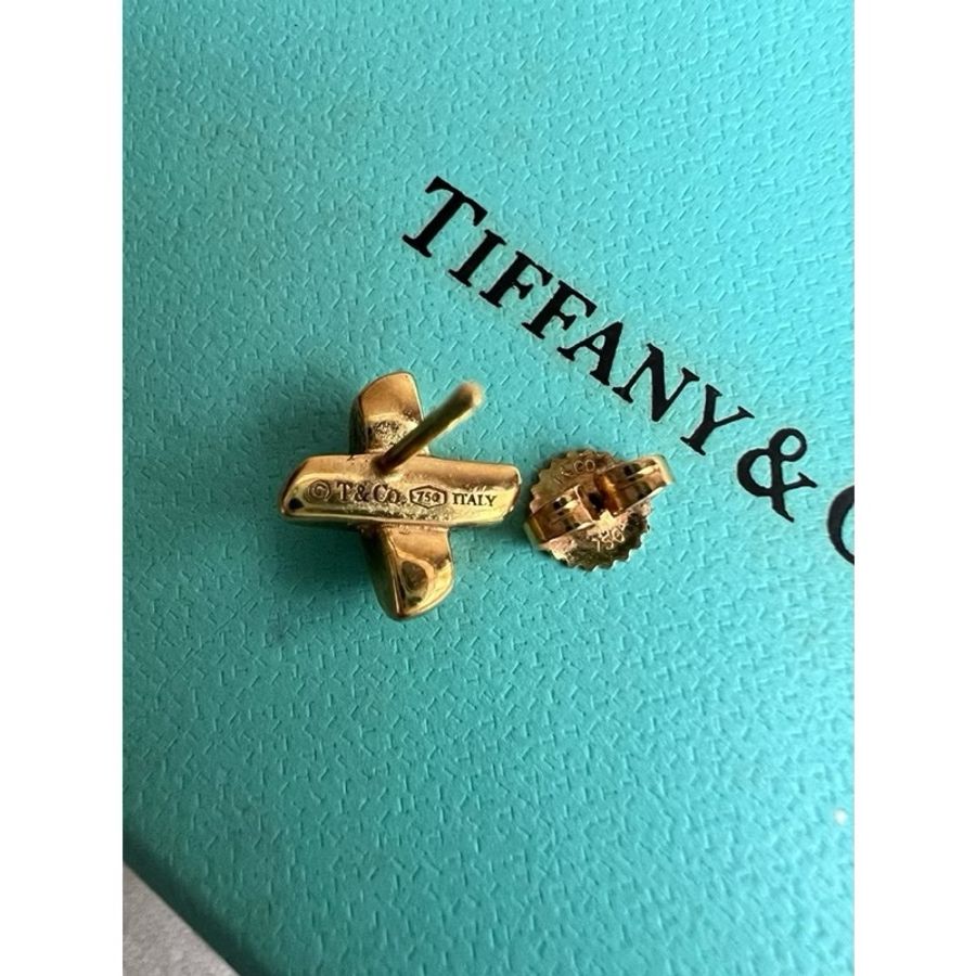 古董級二手真品Tiffany signature vintage 750 K金耳環-6