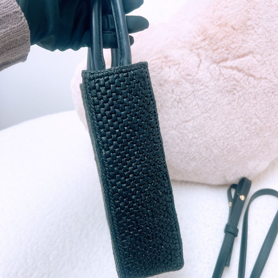 Loewe logo 黑色編織托特包/風琴包-6