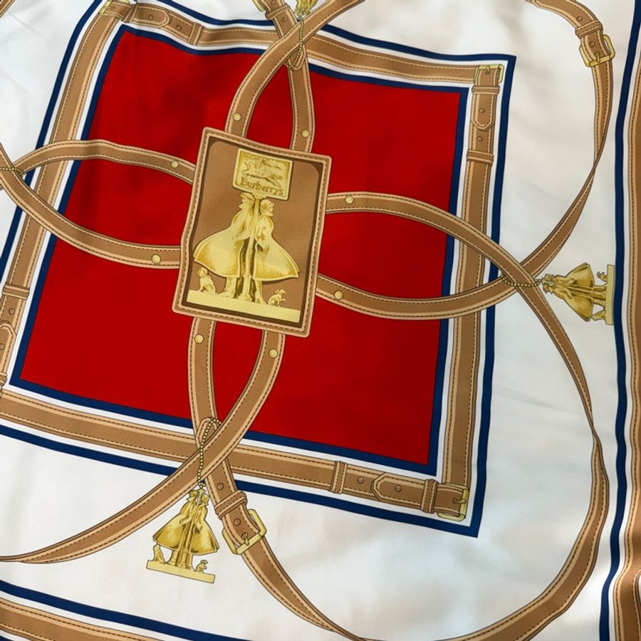 BURBERRY英國典藏圍巾印花絲緞寬鬆披肩/緋紅-18