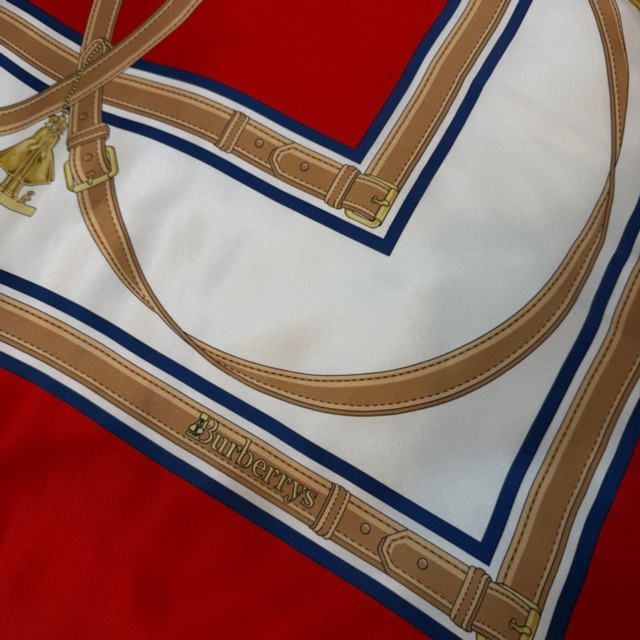 BURBERRY英國典藏圍巾印花絲緞寬鬆披肩/緋紅-20