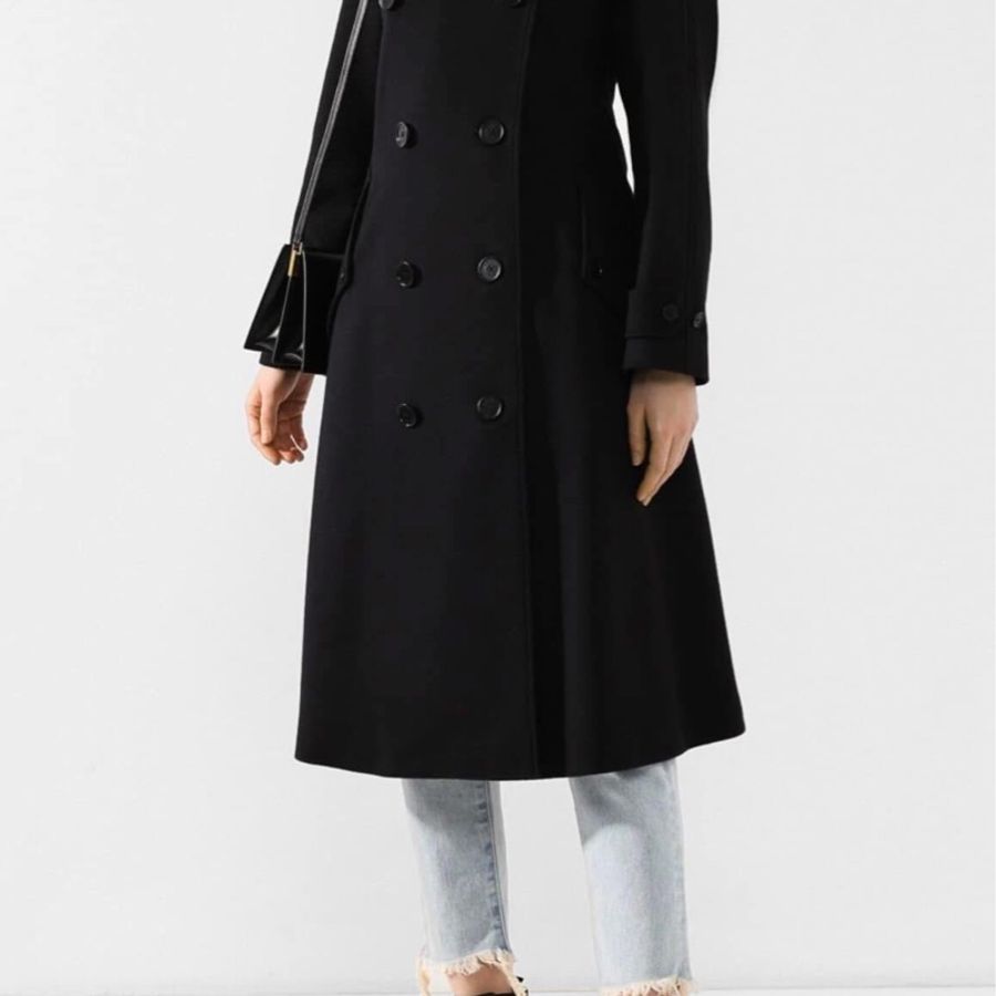 BURBERRY英國黑色羊絨混紡大衣UK4-0