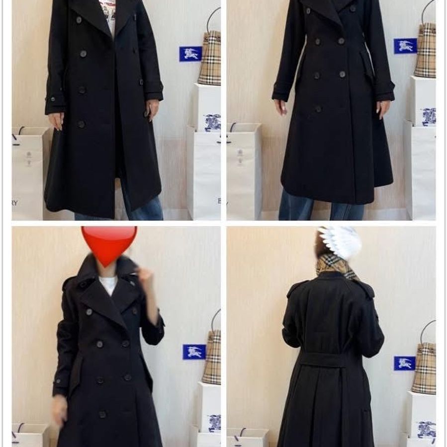 BURBERRY英國黑色羊絨混紡大衣UK4-1