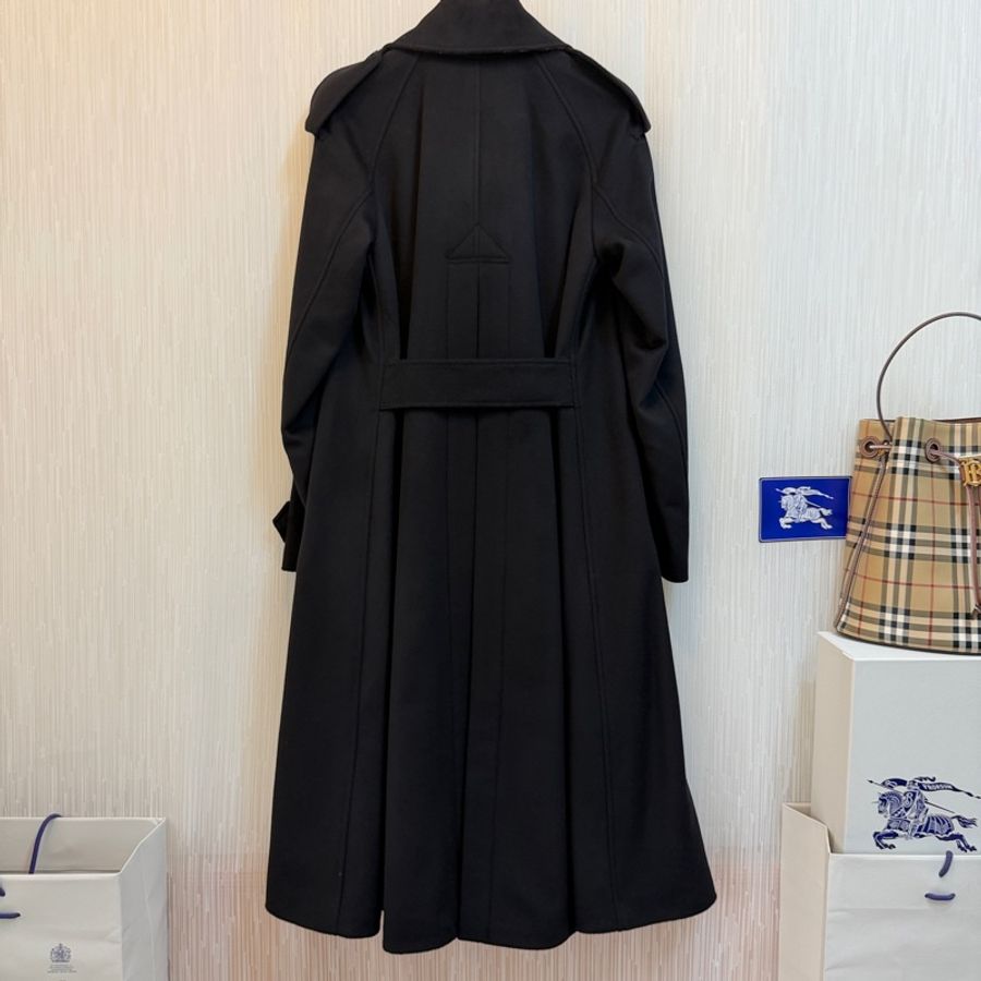 BURBERRY英國黑色羊絨混紡大衣UK4-3