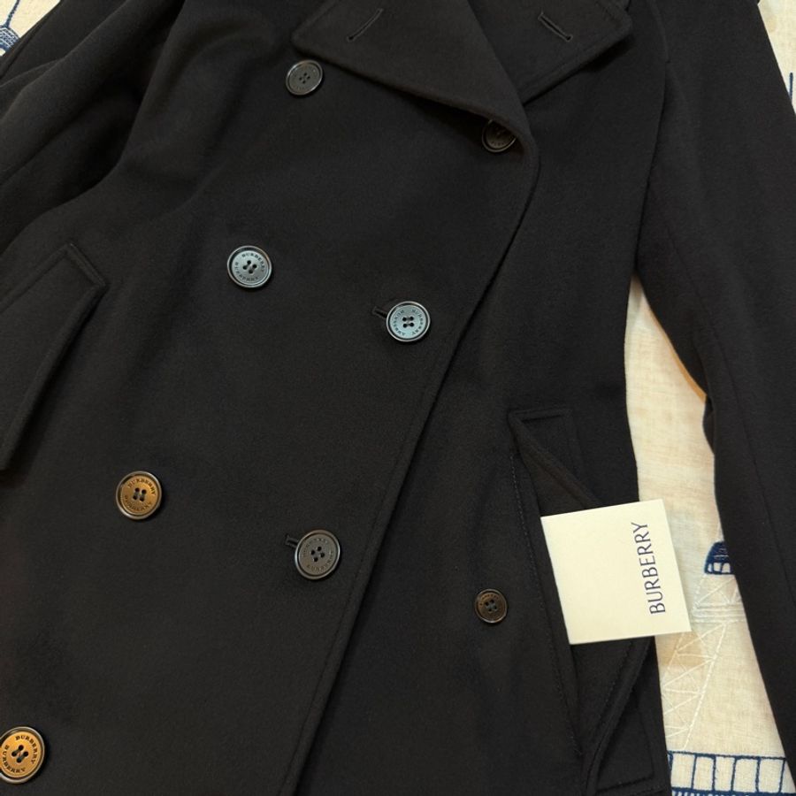 BURBERRY英國黑色羊絨混紡大衣UK4-5