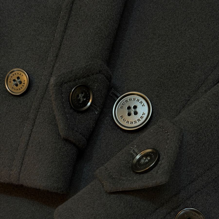 BURBERRY英國黑色羊絨混紡大衣UK4-6