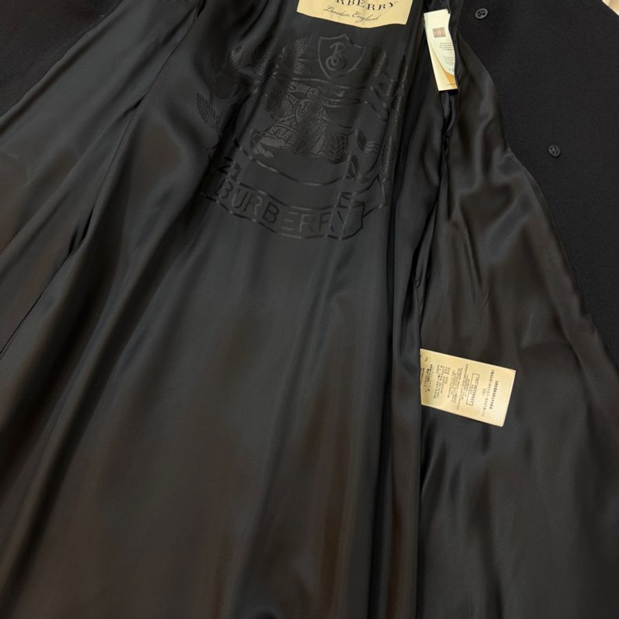 BURBERRY英國黑色羊絨混紡大衣UK4-11
