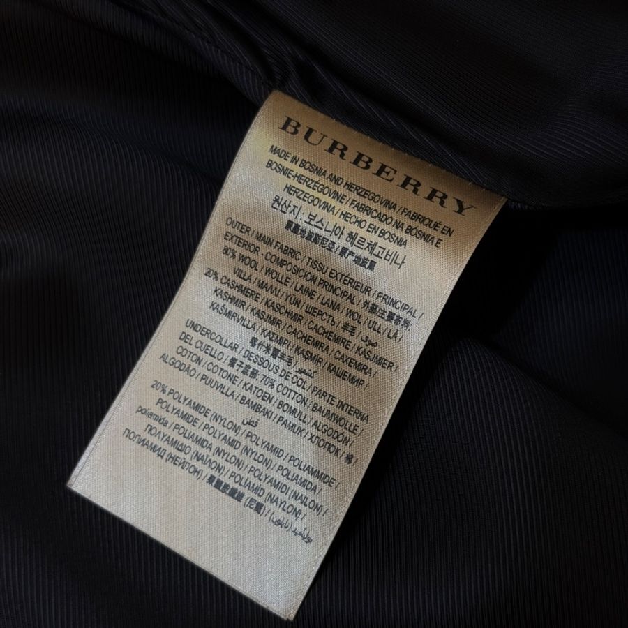 BURBERRY英國黑色羊絨混紡大衣UK4-13