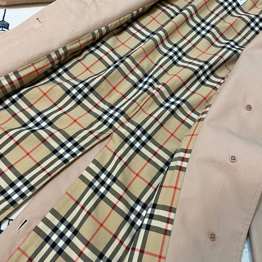 BURBERRY英國粉杏色側開衩長風衣UK4-11