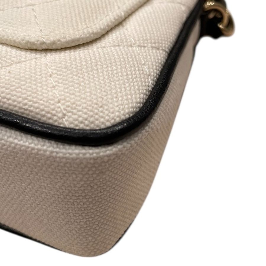 CHANEL 香奈兒 MINI網球包 帆布 白色 金扣 2022-2023 AP3150-8