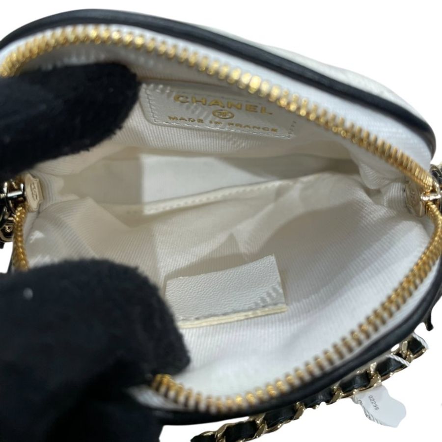 CHANEL 香奈兒 MINI網球包 帆布 白色 金扣 2022-2023 AP3150-9