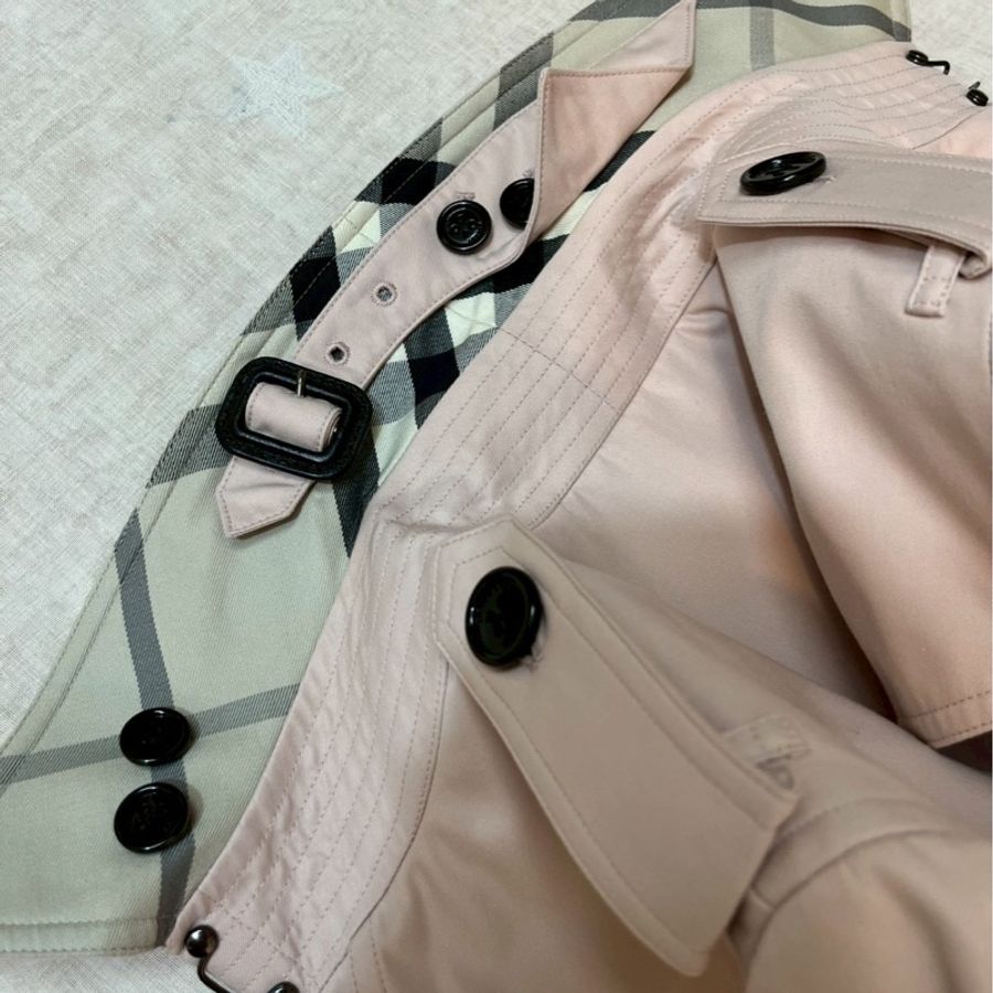BURBERRY英國冰晶粉紅風衣UK8-6