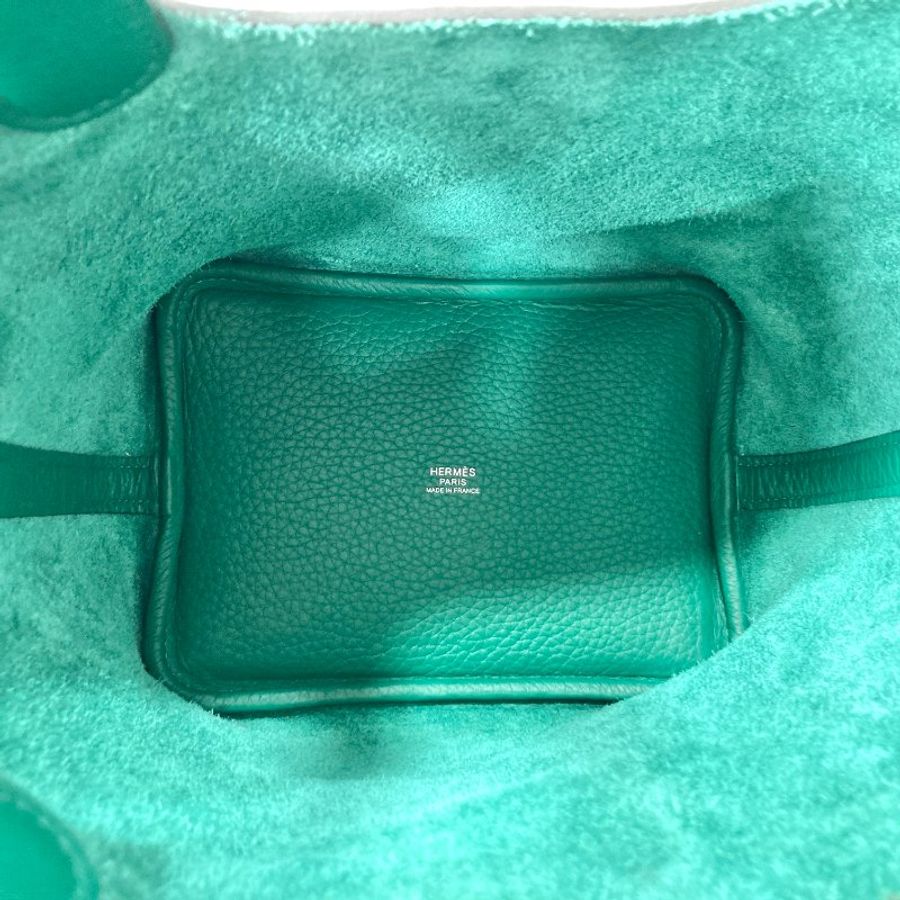HERMES 愛馬仕 W刻 Picotin 18 菜籃子 牛皮 手挽袋 手提包 綠色 銀釦-4