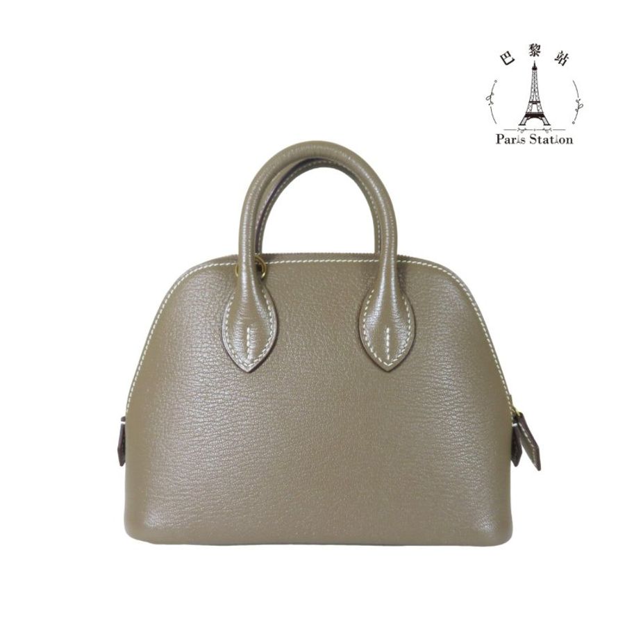 【巴黎站二手名牌專賣店】*現貨*HERMES 愛馬仕 真品*B刻MINI BOLIDE大象灰牛皮金釦柏莉包 手提肩背斜背包-1