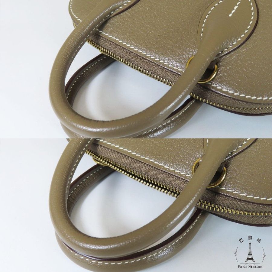 【巴黎站二手名牌專賣店】*現貨*HERMES 愛馬仕 真品*B刻MINI BOLIDE大象灰牛皮金釦柏莉包 手提肩背斜背包-7