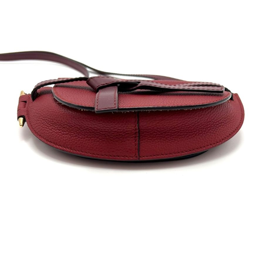 LOEWE gate酒紅色馬鞍mini肩背斜背包15*13*5  98新配件塵袋-4