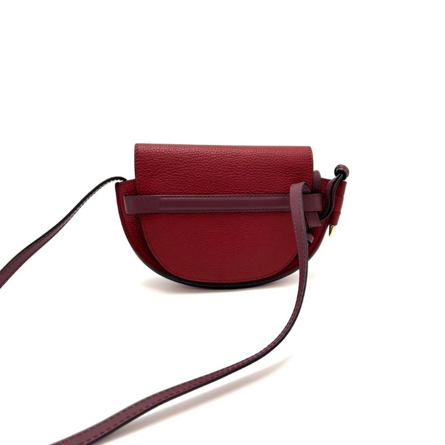 LOEWE gate酒紅色馬鞍mini肩背斜背包15*13*5  98新配件塵袋-6