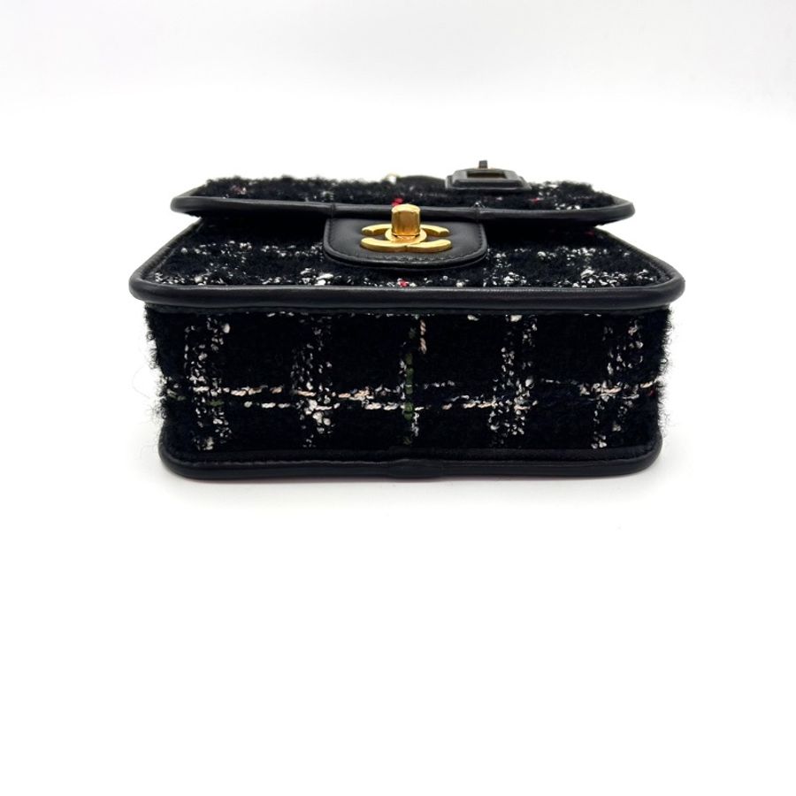 CHANEL 黑金22k毛呢手提肩背斜背豆腐包17*16*6.5 98新配件塵袋-4