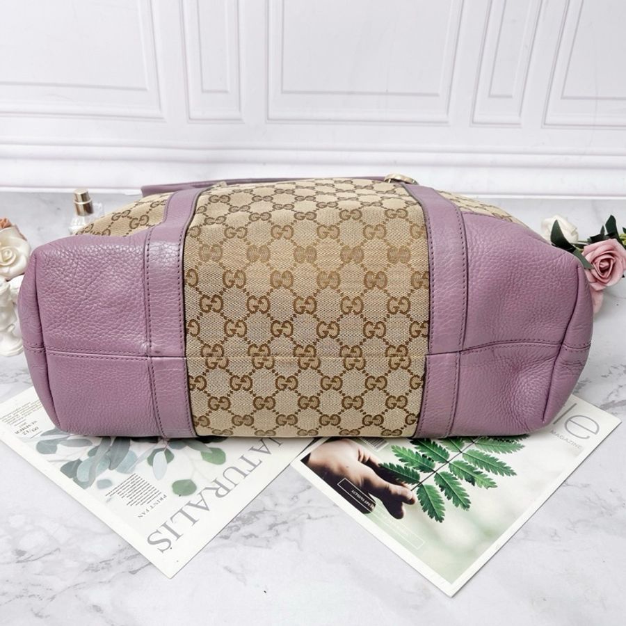 GUCCI 老花帆布拼皮托特35×24×13 98新配件塵袋-4
