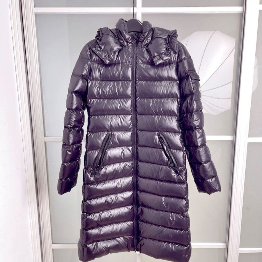 MONCLER 黑色中長款連帽羽絨外套1碼 胸圍90cm衣長97cm 帽子可以拆 9新 配件塵袋-1