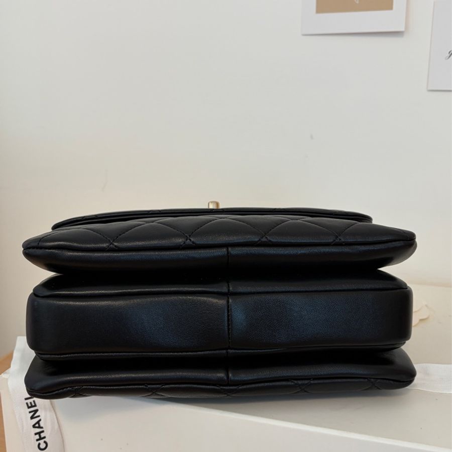 「全新從未使用」Chanel Trendy CC Handle 25cm 小羊皮香檳金-9