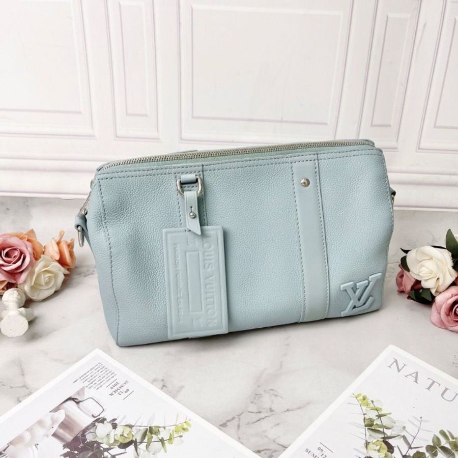 LV keepall City藍色全皮款 芯片款27x17x13 9新 配件塵袋-3