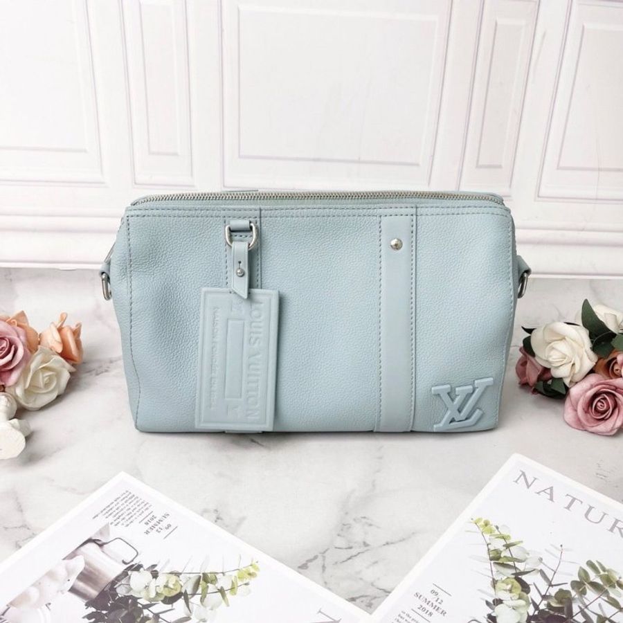 LV keepall City藍色全皮款 芯片款27x17x13 9新 配件塵袋-4