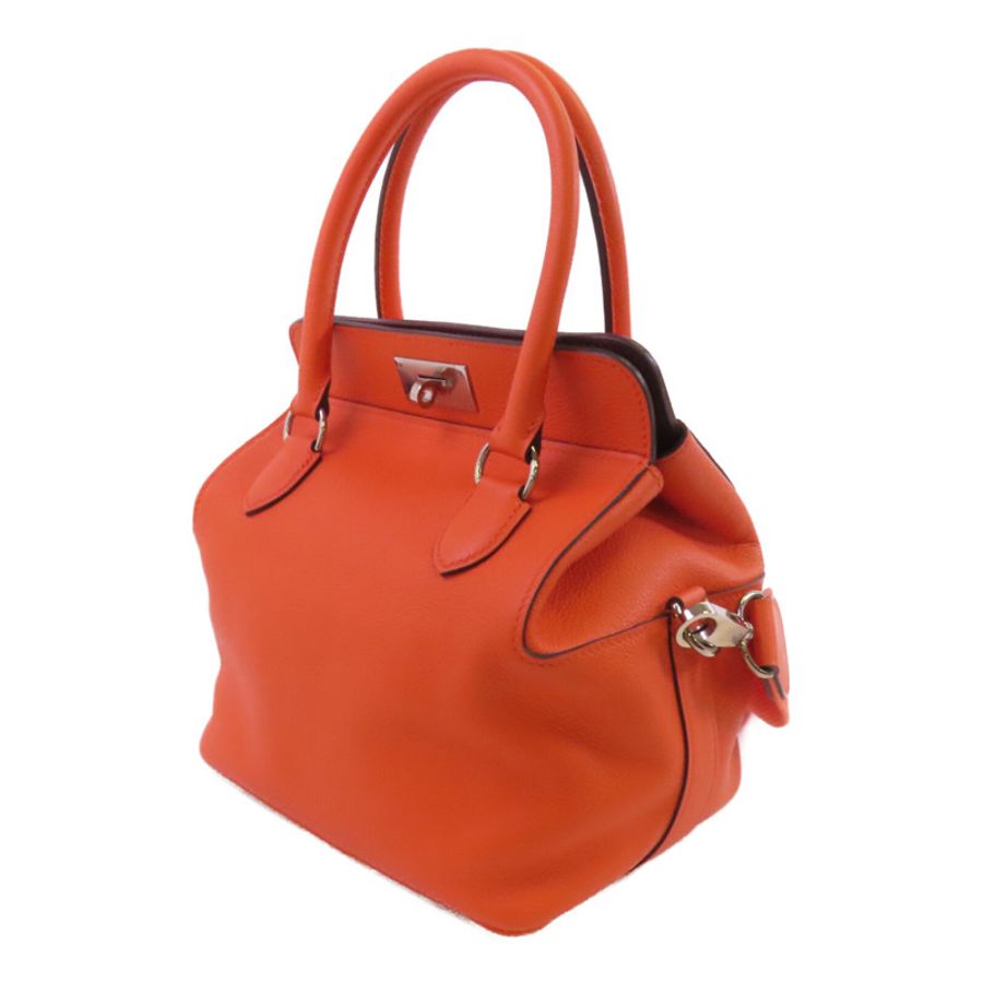 HERMES Everⅽolor皮革Tool Box 20銀扣手挽肩背兩用袋Orange Poppy-2