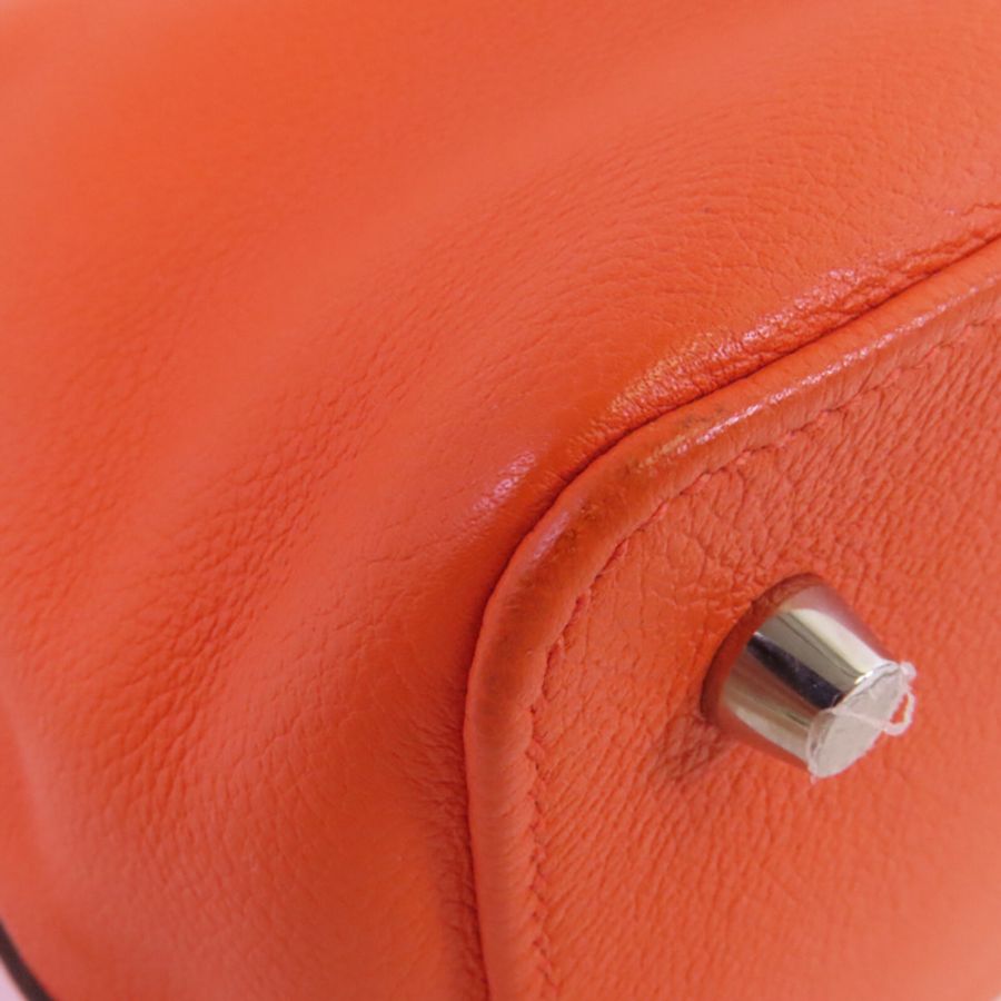 HERMES Everⅽolor皮革Tool Box 20銀扣手挽肩背兩用袋Orange Poppy-5