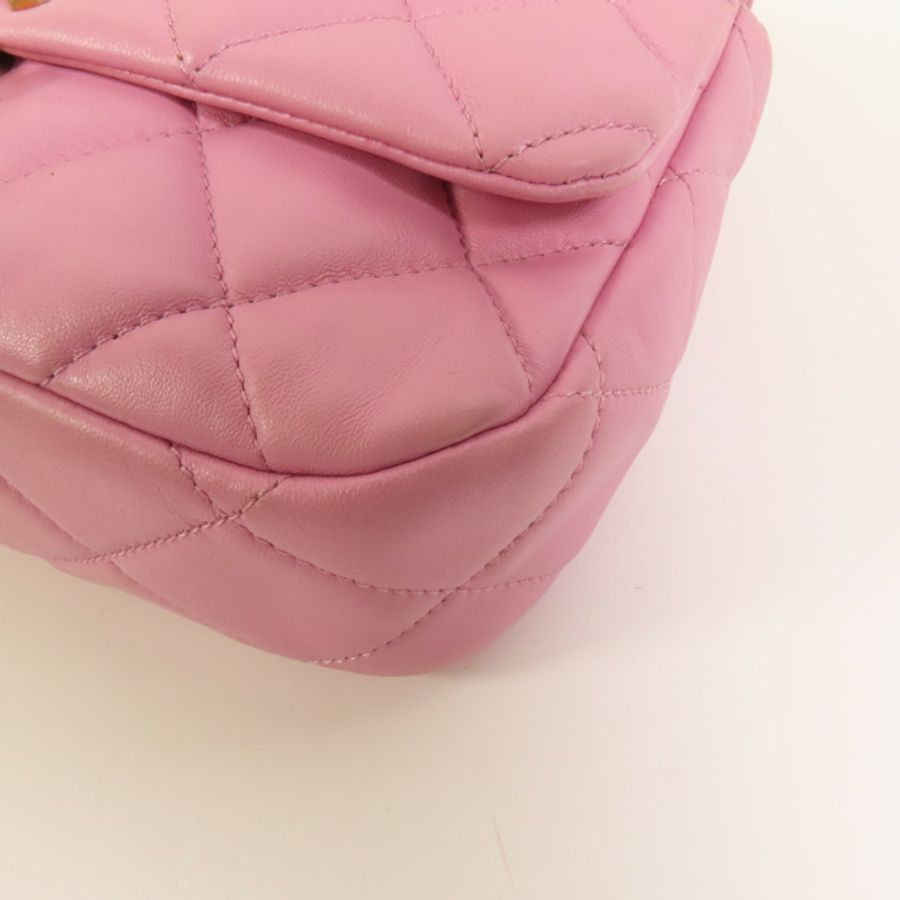 CHANEL 羊皮皮革Chain Shoulder金扣鏈帶肩背袋-13
