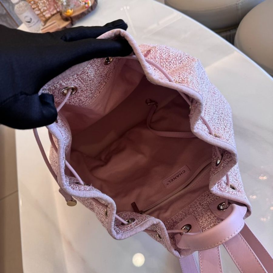 *SHIHNA名牌精品* CHANEL Deauville Backpack 粉色毛呢 牛皮 後背包-8