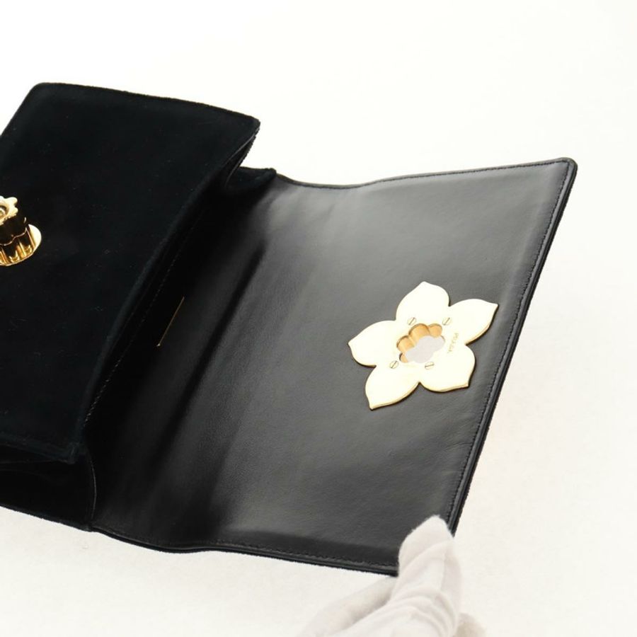 【日本直送】PRADA 鏈條肩背包 絲絨 黑色 金色 正品 156179V-20