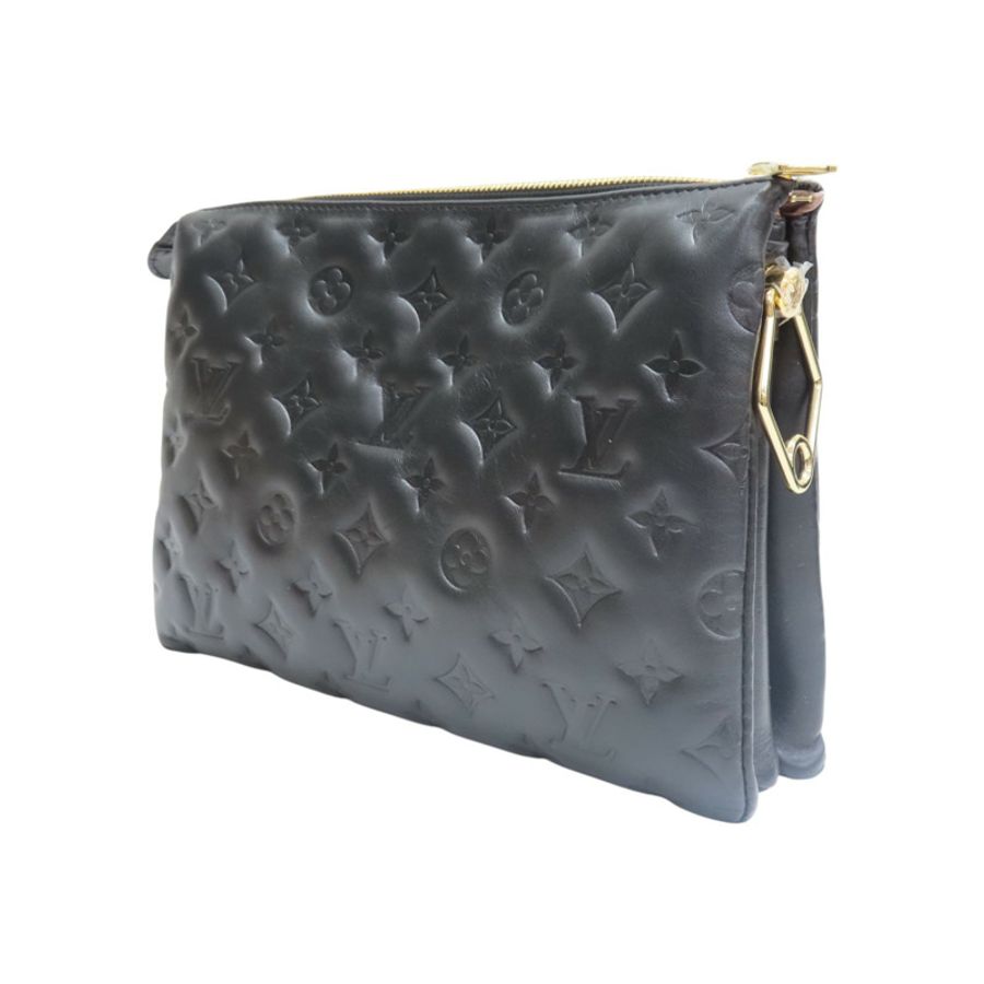 黑色花小羊皮壓紋Coussin PM單肩包【LOUIS VUITTON LV 路易威登】M57790-2