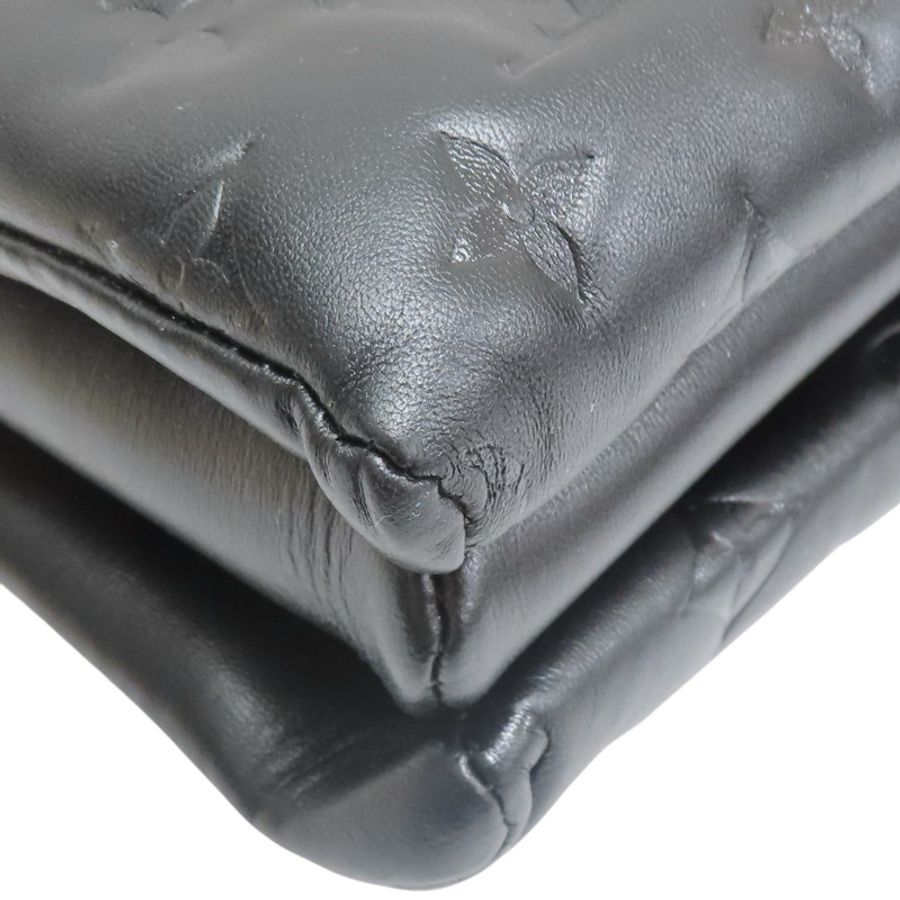 黑色花小羊皮壓紋Coussin PM單肩包【LOUIS VUITTON LV 路易威登】M57790-11