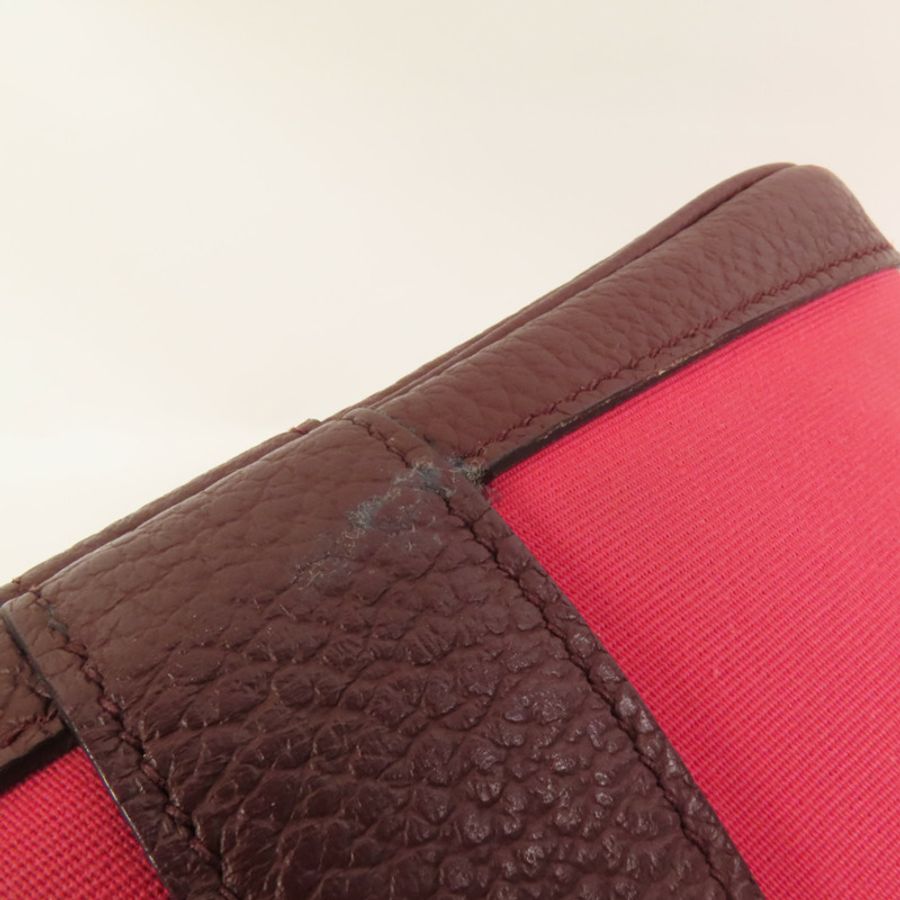 HERMES 帆布Garden Party PM銀扣手挽袋Bordeaux-14