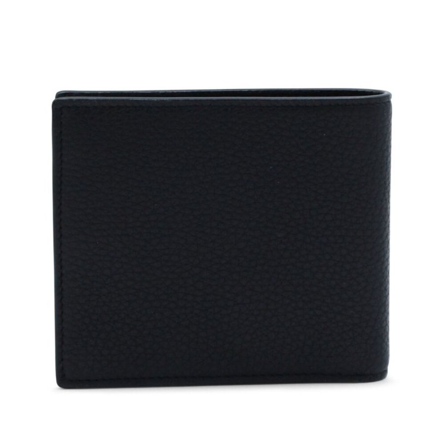 【YSL】SAINT LAURENT Tiny Cassandre East West Bifold 粒面皮革 卡夾 皮夾 短夾 黑色 金色 847954-2