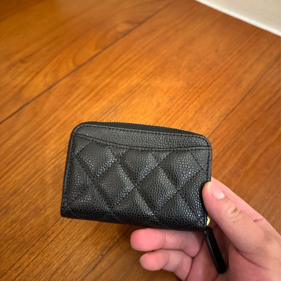 CHANEL 黑荔枝金雙Cㄇ拉零錢包-17