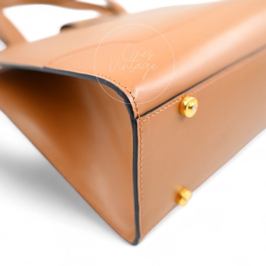 中古 Celine 賽琳 米色 光滑小牛皮 手提包-11