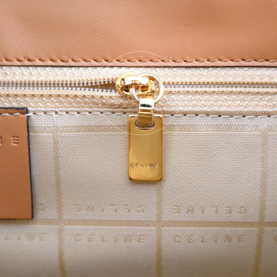 中古 Celine 賽琳 米色 光滑小牛皮 手提包-18