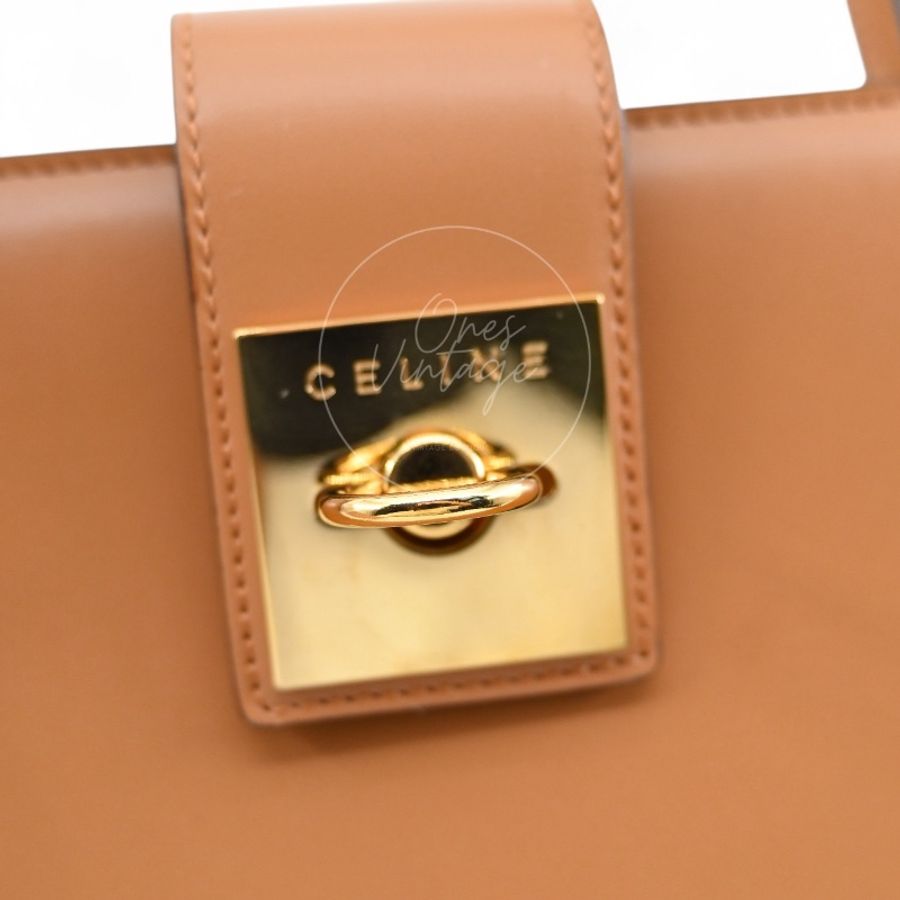 中古 Celine 賽琳 米色 光滑小牛皮 手提包-24