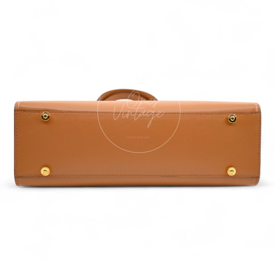 中古 Celine 賽琳 米色 光滑小牛皮 手提包-31