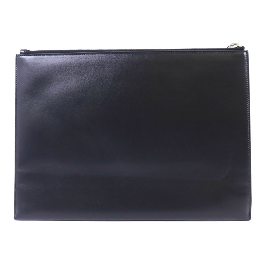 SAINT LAURENT 牛皮皮革Pouch銀扣手拿包-1