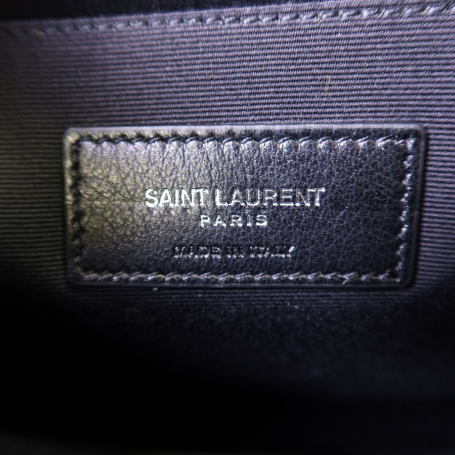 SAINT LAURENT 牛皮皮革Pouch銀扣手拿包-5